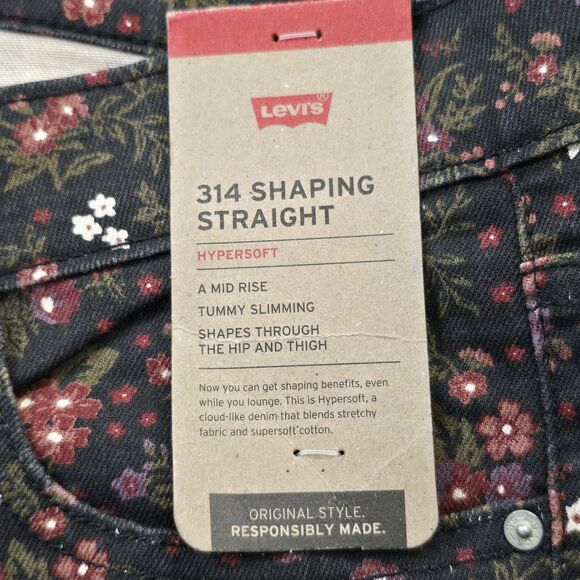 Levi's 314 Flowered Shaping Straight Jeans Size 31x30 Women's Mid Rise - Picture 6 of 16